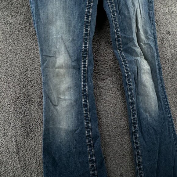 Miss Me Signature Rise Boot Cut Blue Denim Jeans Back Flap Pockets Women 26 - Picture 4 of 16
